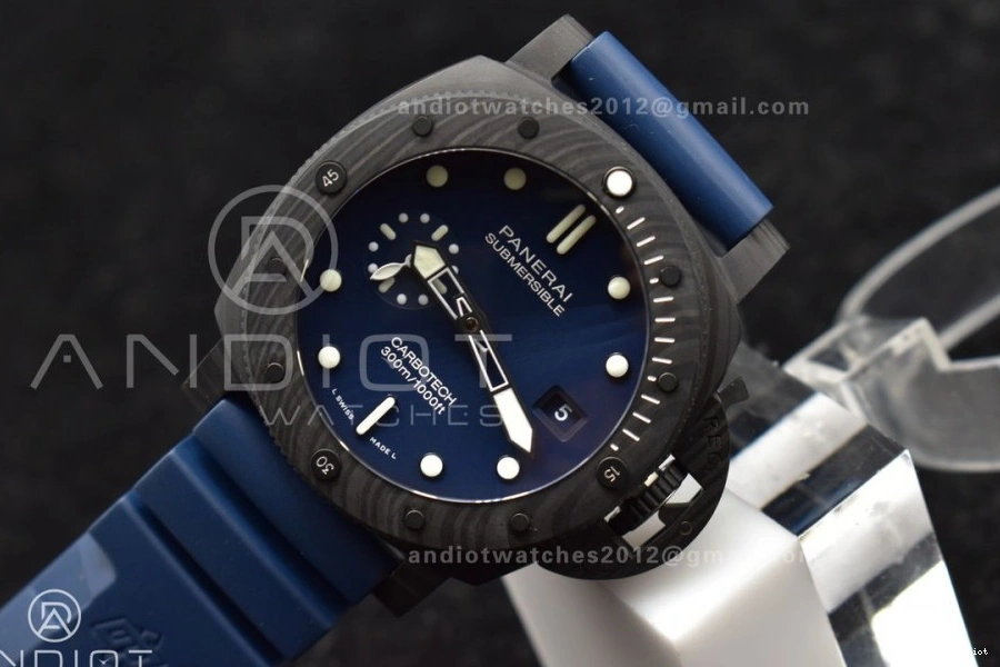 Blue Blue SBF Dial P900 Rubber Best on Carbotech W Strap 1:1 Edition PAM1232 0406